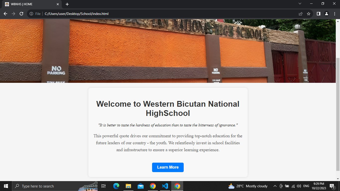 WBNHS School Website Screenshot